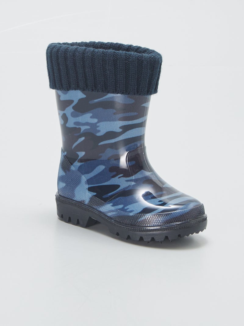 Bottes de pluie 'camouflage' bleu - Kiabi