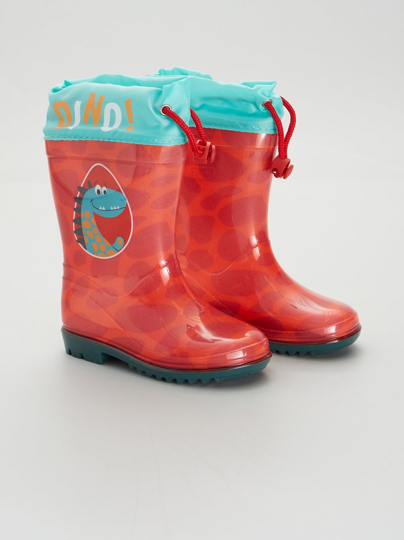 Bottes de pluie 'dinosaure' Rouge - Kiabi