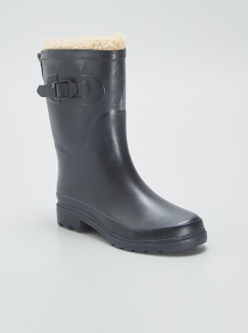 Bottes de pluie fourrées noir - Kiabi