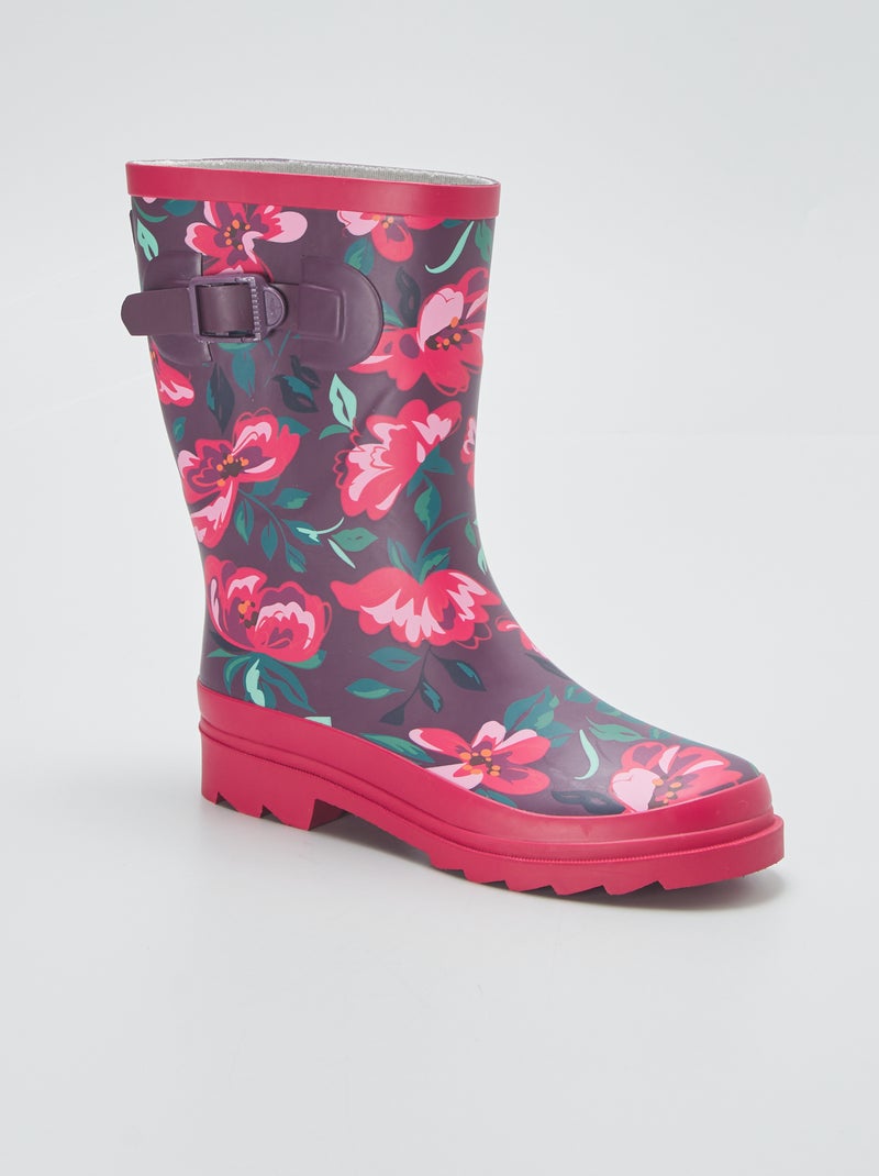 Bottes de pluie imprimé 'fleuri' Rose - Kiabi
