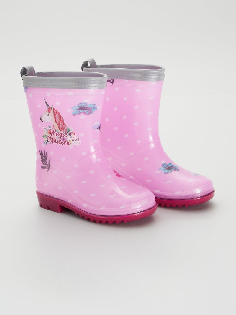 Bottes de pluie 'Licorne' Rose - Kiabi