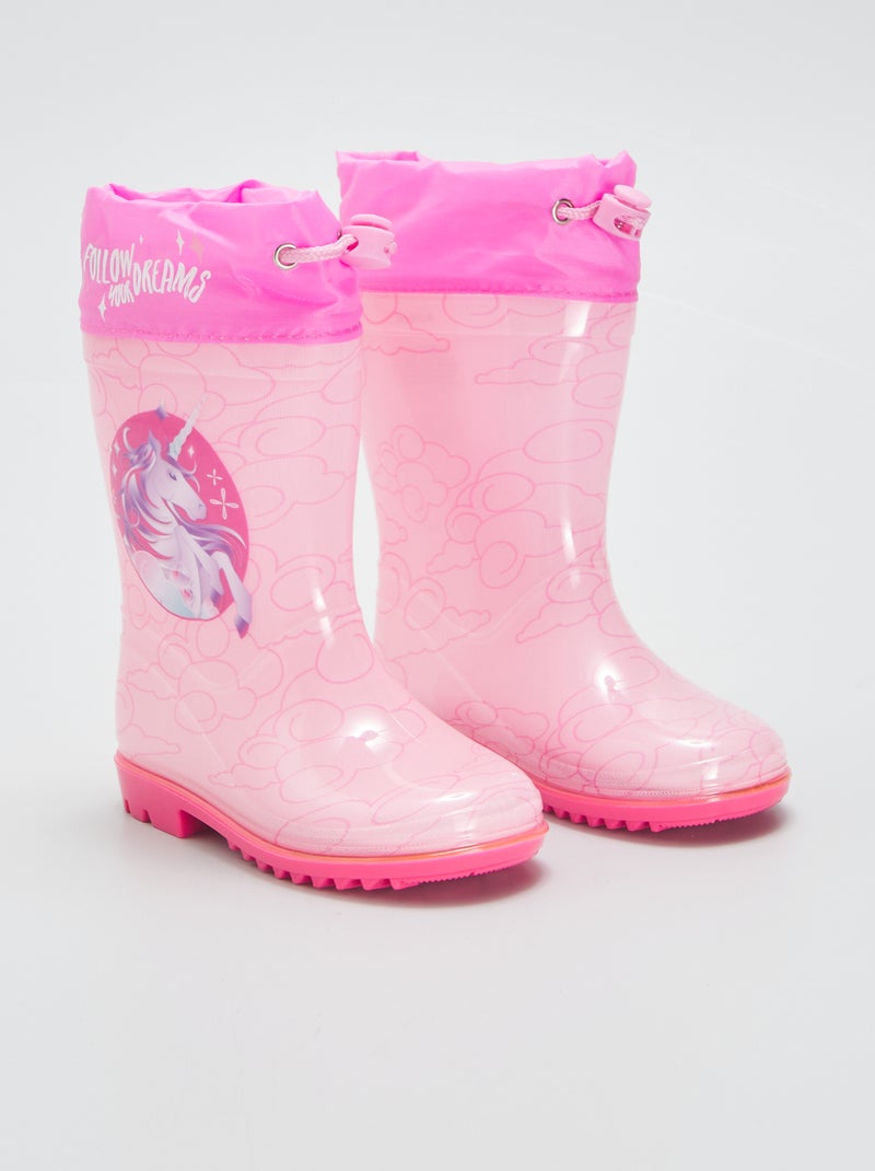 Bottes de pluie 'licorne' Rose - Kiabi