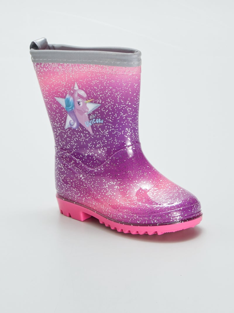 Bottes de pluie 'Little Unicorn' Rose - Kiabi