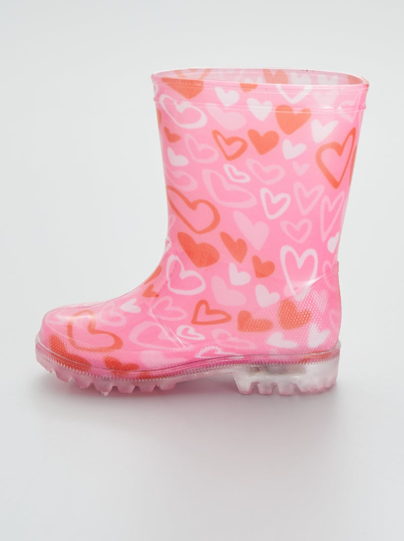 Bottes de pluie lumineuses 'cœurs' Rose - Kiabi