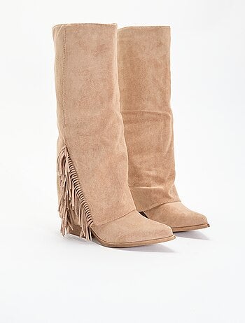 Bottes en suédine avec franges