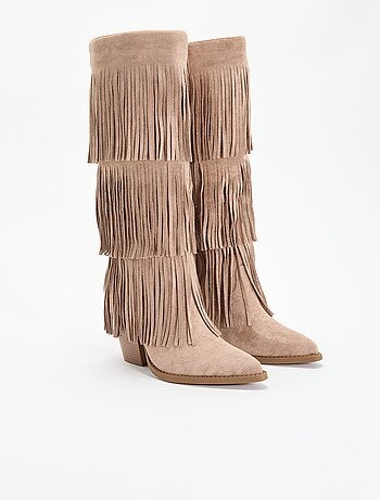 Bottes en suédine avec franges