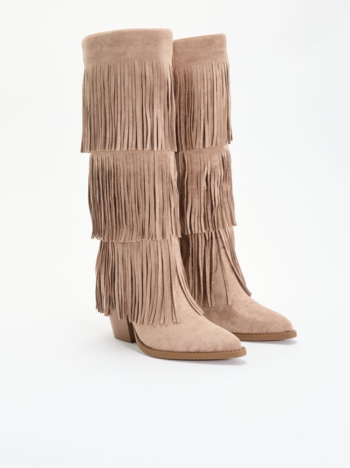 Bottes en suédine avec franges - Kiabi