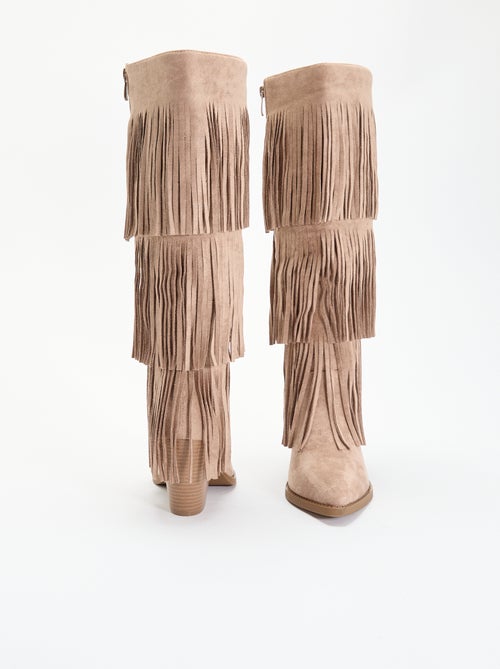 Bottes en suédine avec franges - Kiabi