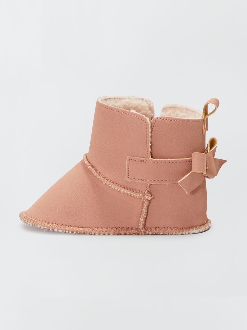 Bottes fourrées en suédine Rose - Kiabi