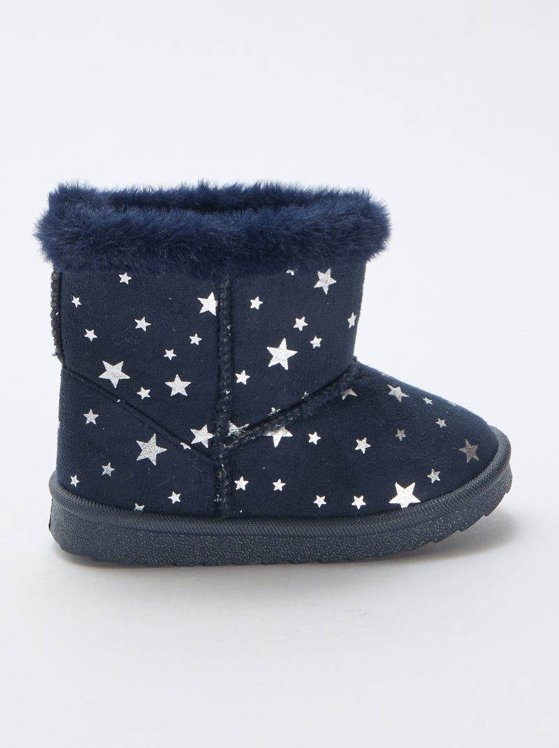 Bottes fourrées imprimé étoiles Bleu - Kiabi