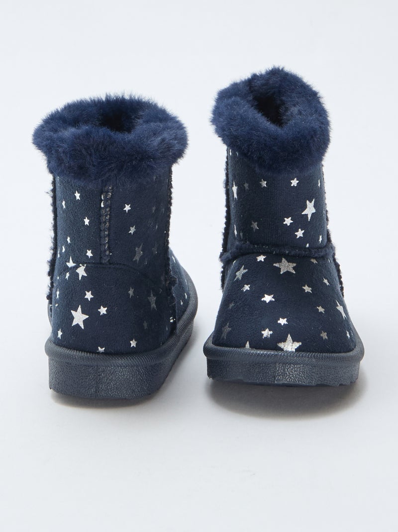 Bottes fourrées imprimé étoiles Bleu - Kiabi