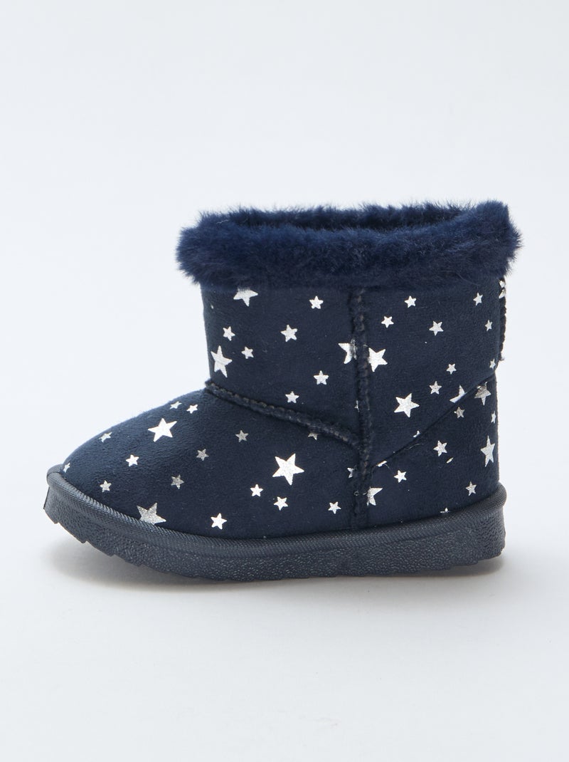 Bottes fourrées imprimé étoiles Bleu - Kiabi