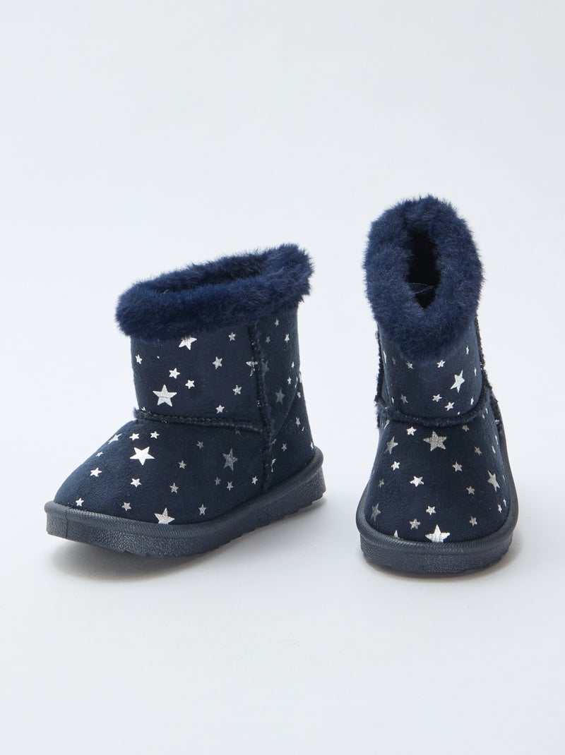 Bottes fourrées imprimé étoiles Bleu - Kiabi