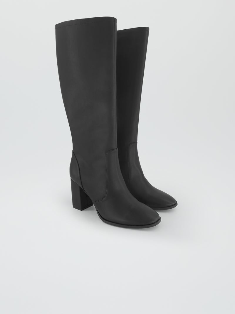 Bottes hautes à talons noir - Kiabi
