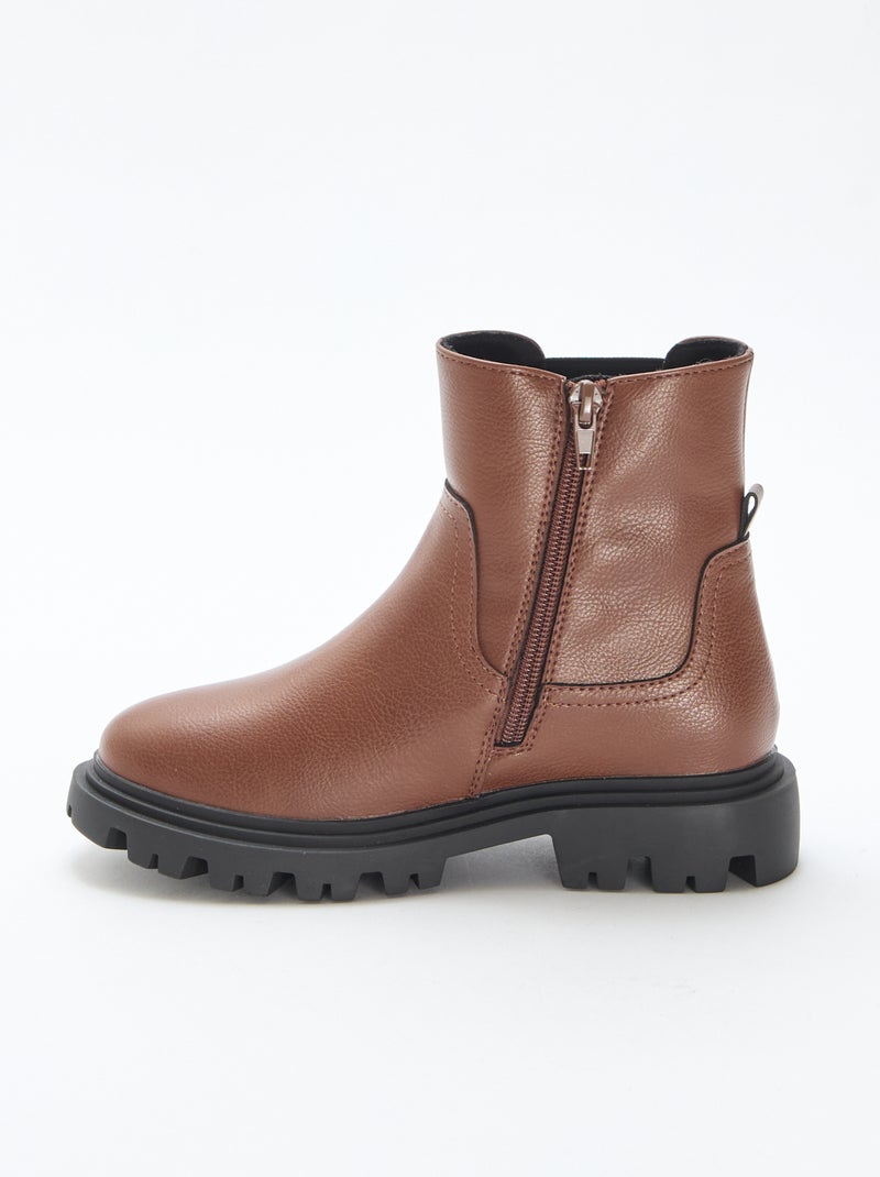Bottes hautes ajustée Marron - Kiabi