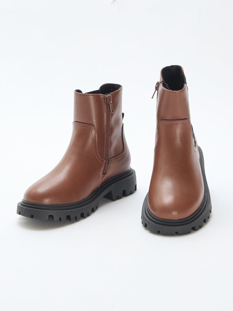Bottes hautes ajustée Marron - Kiabi