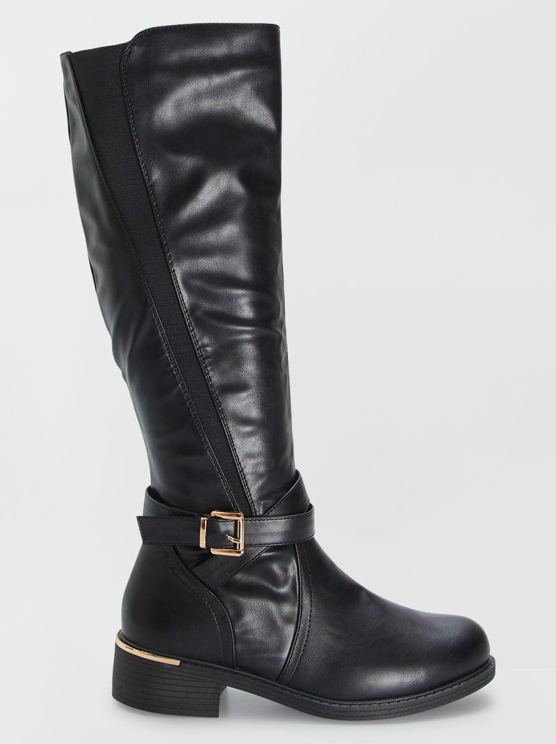 Bottes hautes cavalières avec boucle Noir - Kiabi