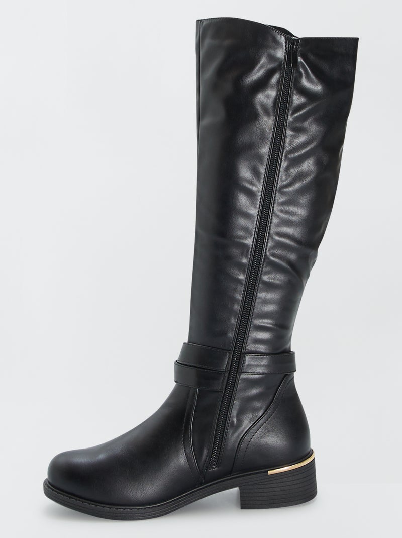 Bottes hautes cavalières avec boucle Noir - Kiabi