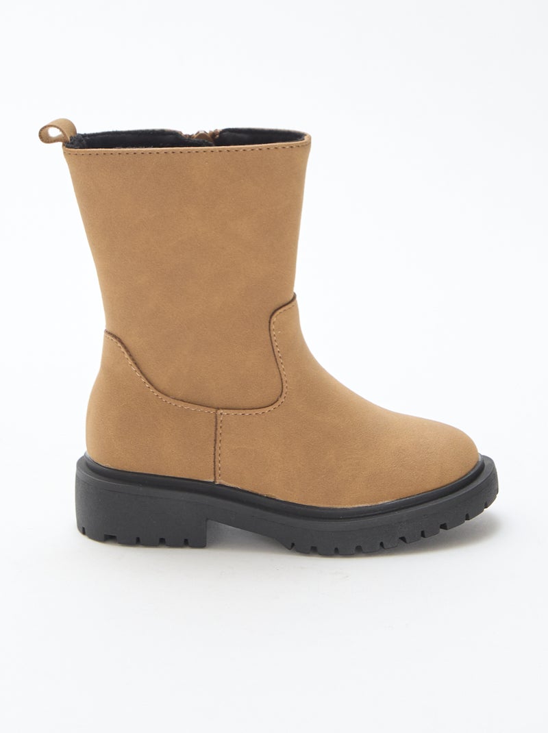 Bottes hautes zippées Marron - Kiabi