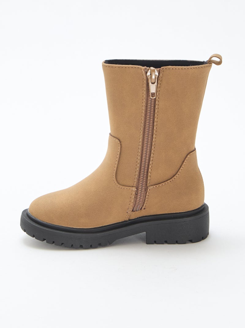 Bottes hautes zippées Marron - Kiabi