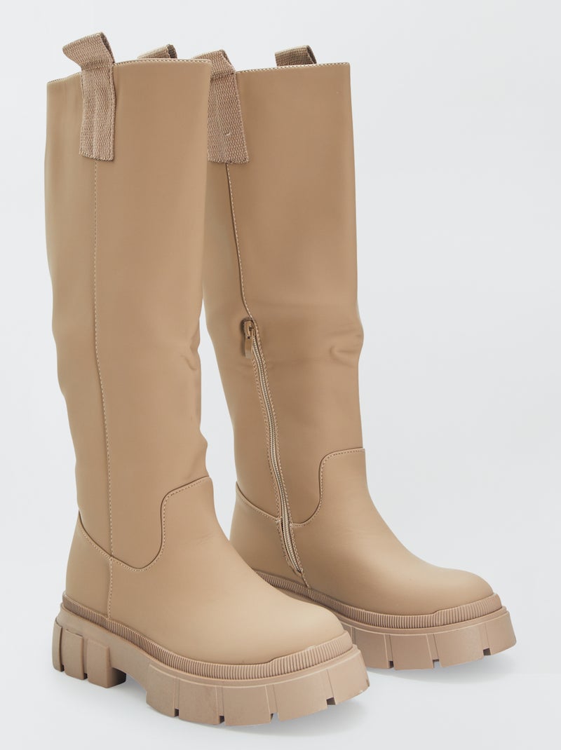 Bottes longue à semelles épaisses Beige - Kiabi