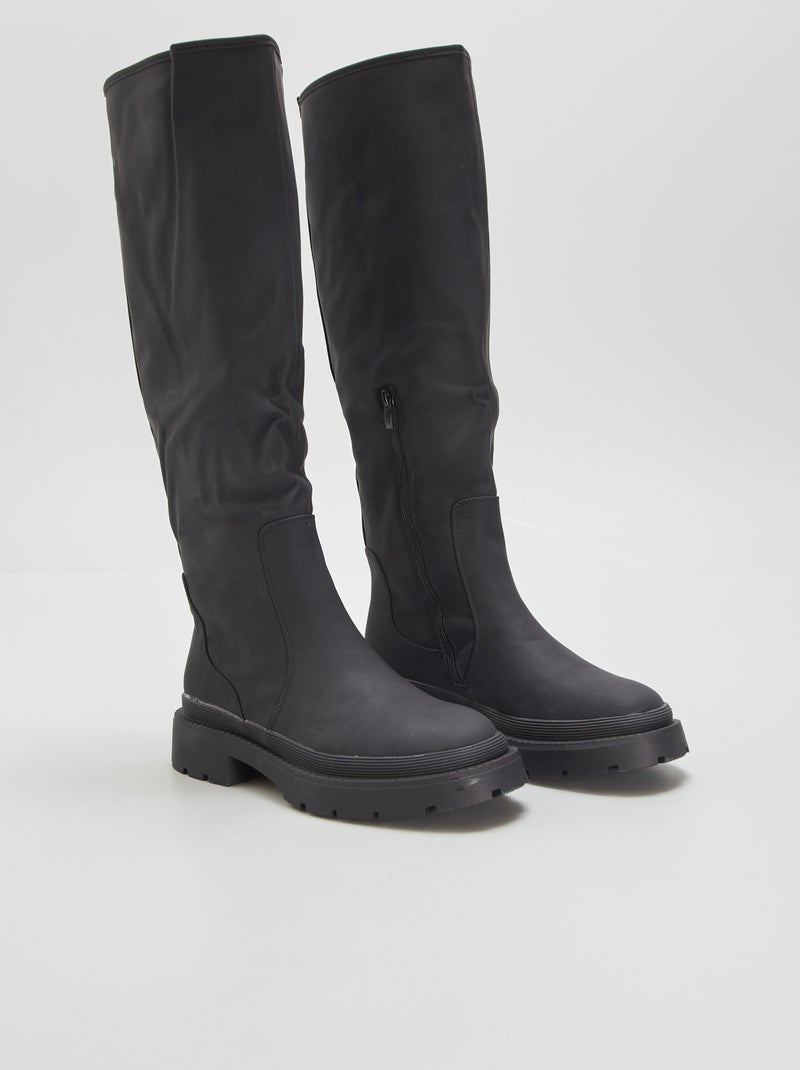Bottes longues à semelles crantées noir - Kiabi