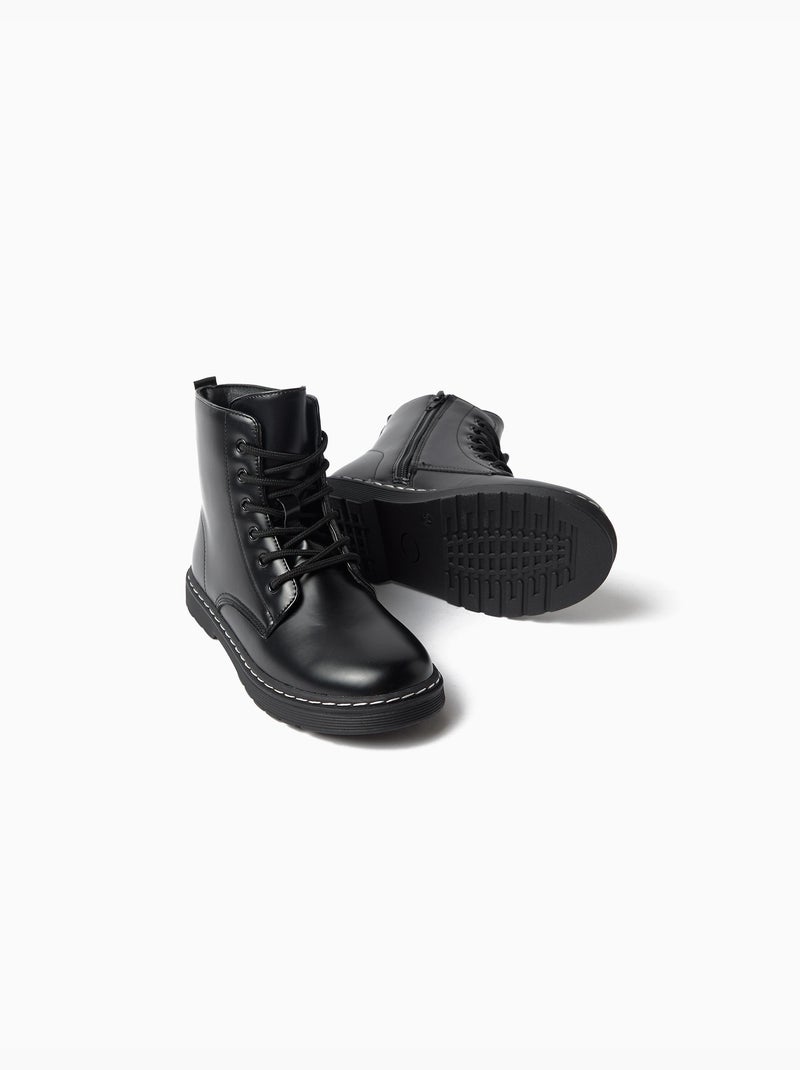 Bottes militaires, mo fashion Noir - Kiabi