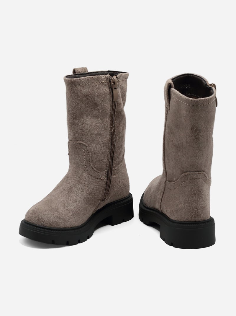 Bottes montantes Taupe - Kiabi