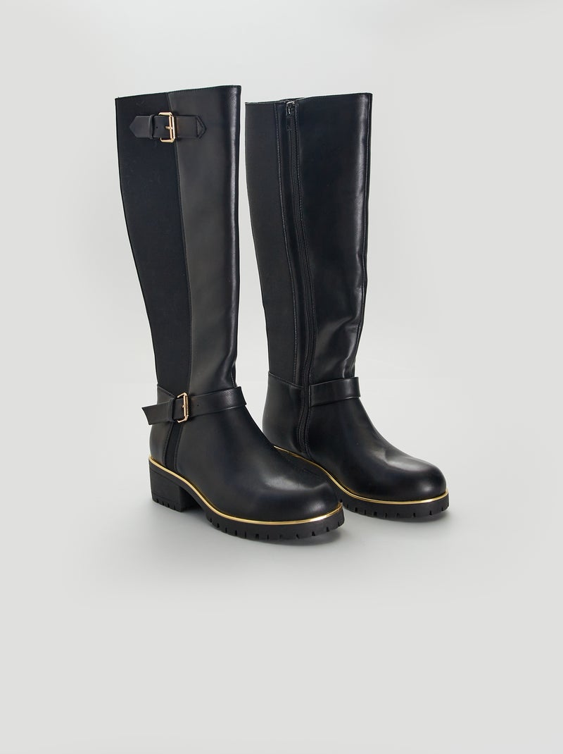 Bottes type cavalière avec boucles en métal Noir - Kiabi