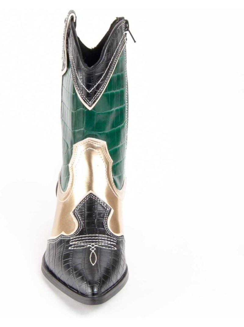 Bottine à Talon Matériel Synthétique Montevita Vert - Kiabi