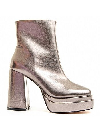 Bottine à Talon Matière Synthétique Et Textile Montevita