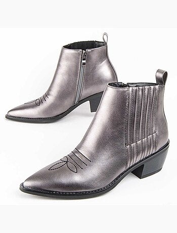 Bottine à Talon Matière Synthétique Et Textile Montevita
