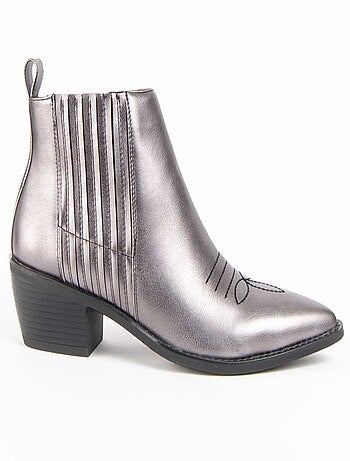 Bottine à Talon Matière Synthétique Et Textile Montevita