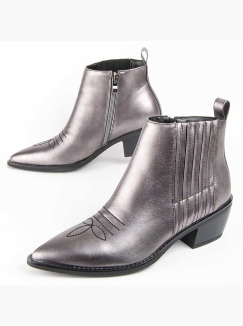 Bottine à Talon Matière Synthétique Et Textile Montevita - Kiabi Bottine à Talon Matière Synthétique Et Textile Montevita - Kiabi
