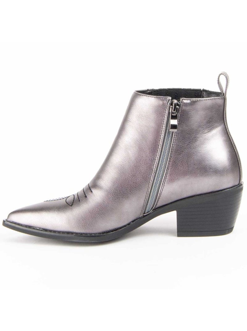 Bottine à Talon Matière Synthétique Et Textile Montevita Gris - Kiabi