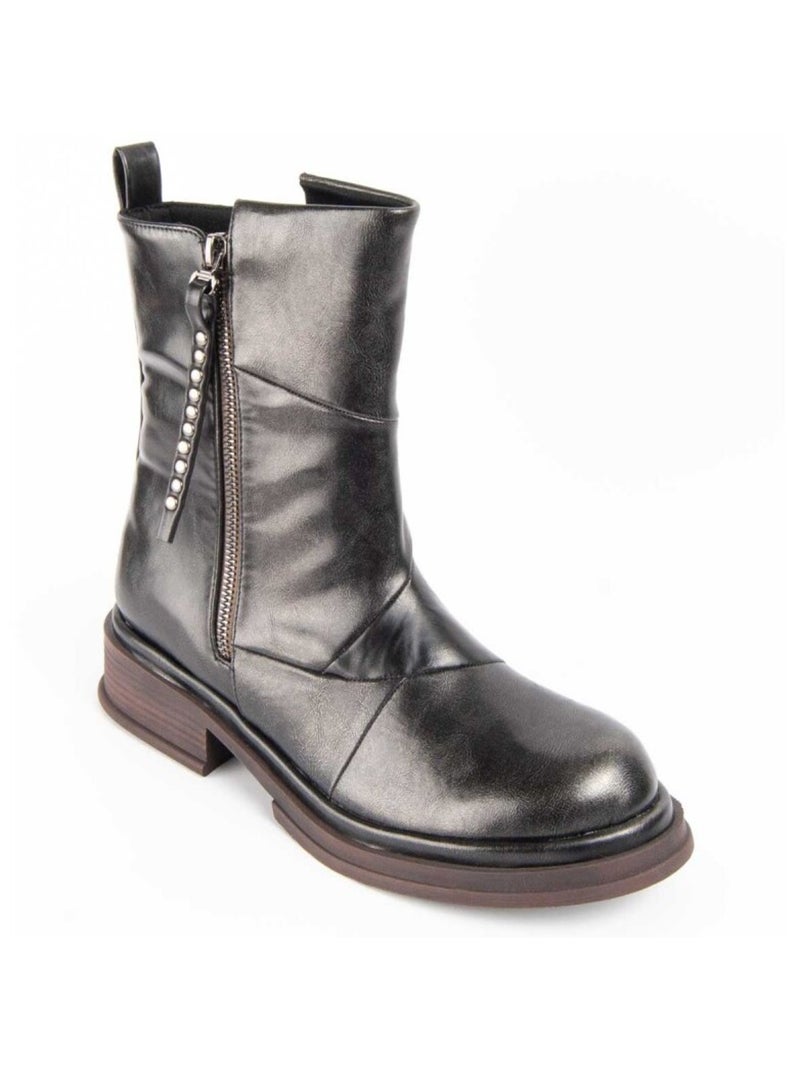 Bottine à Talon Matière Synthétique Et Textile Montevita Gris - Kiabi