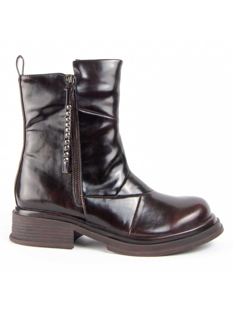 Bottine à Talon Matière Synthétique Et Textile Montevita Marron - Kiabi