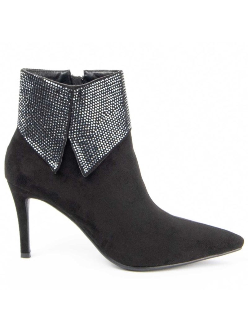 Bottine à Talon Matière Synthétique Et Textile Montevita Noir - Kiabi