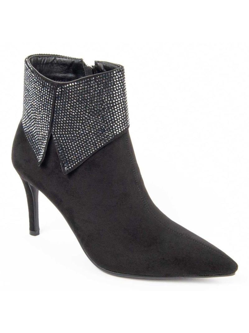 Bottine à Talon Matière Synthétique Et Textile Montevita Noir - Kiabi