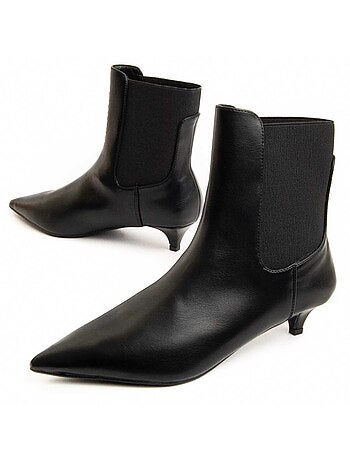 Bottine à Talon Matière Synthétique Et Textile Montevita