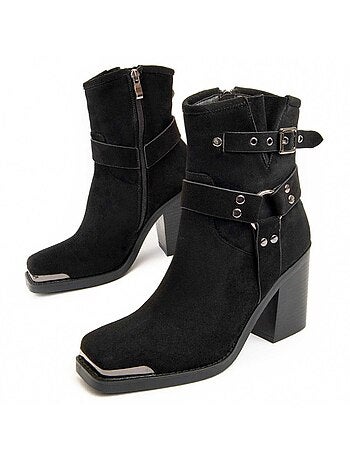 Bottine à Talon Matière Synthétique Et Textile Montevita