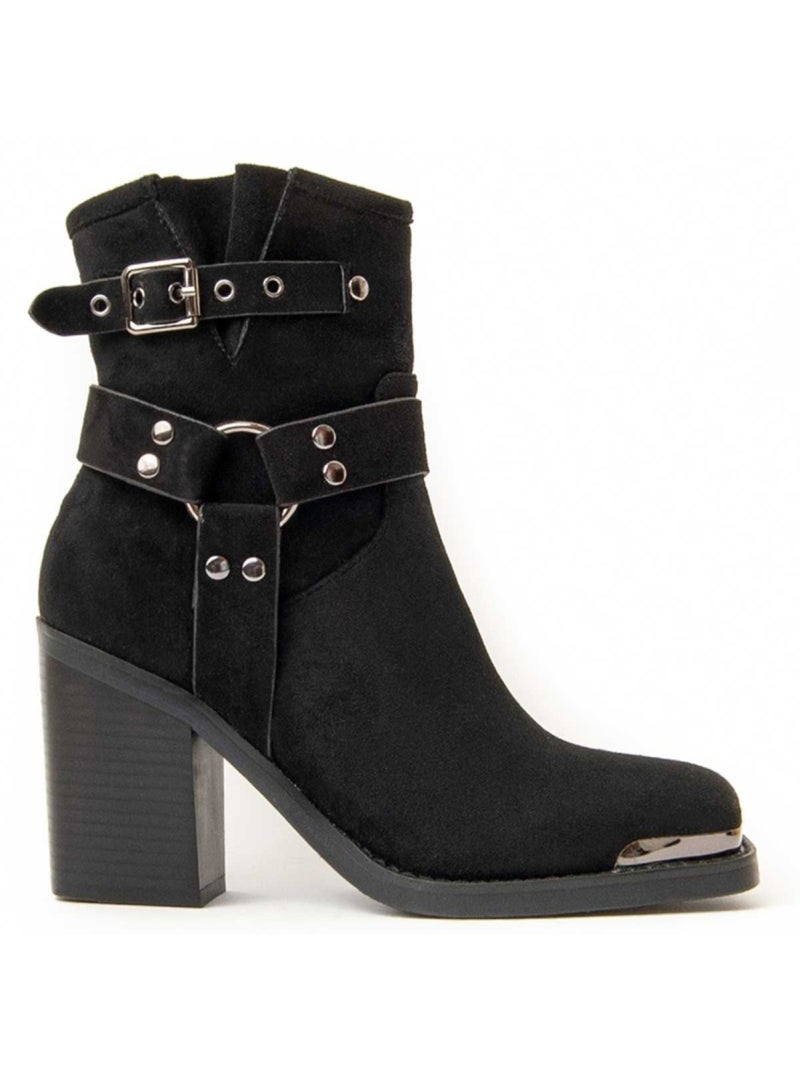 Bottine à Talon Matière Synthétique Et Textile Montevita Noir - Kiabi