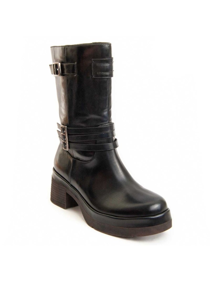 Bottine à Talon Matière Synthétique Et Textile Montevita Noir - Kiabi