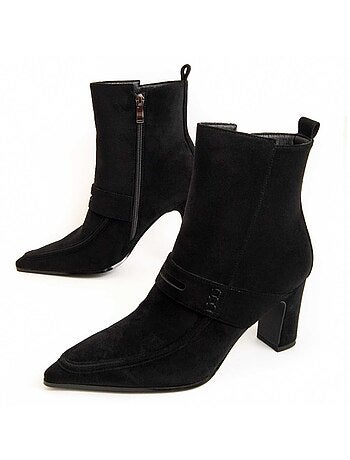 Bottine à Talon Matière Synthétique Et Textile Montevita