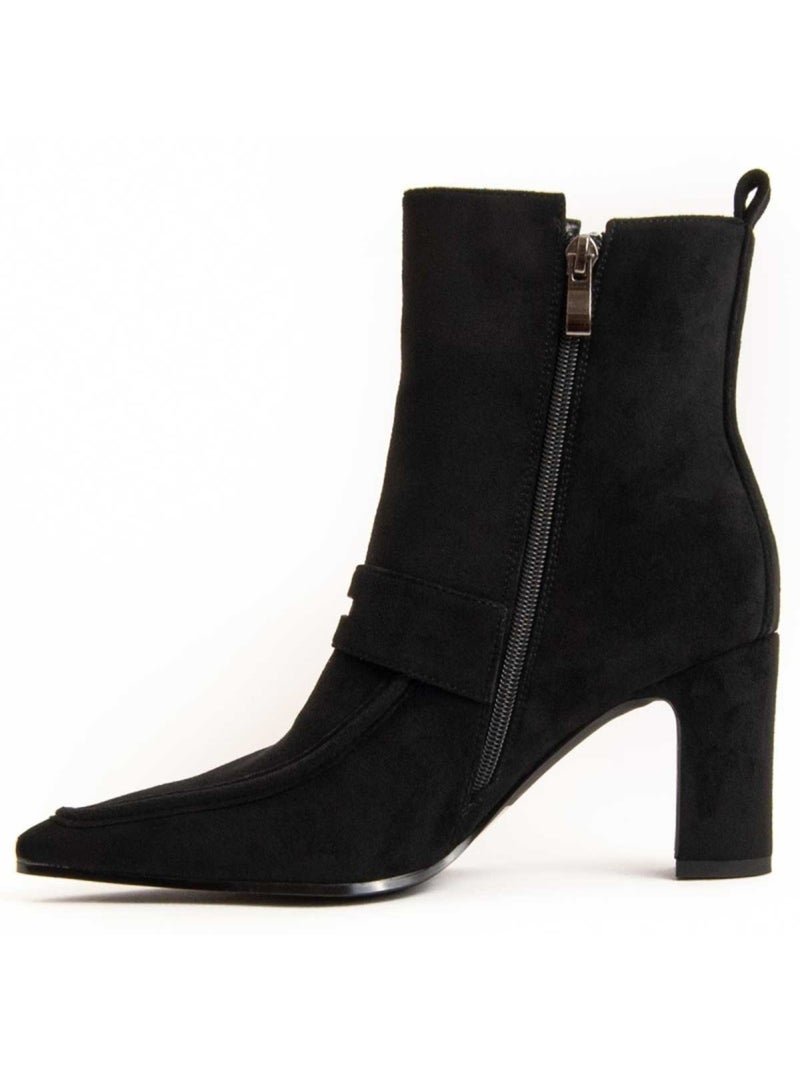 Bottine à Talon Matière Synthétique Et Textile Montevita Noir - Kiabi