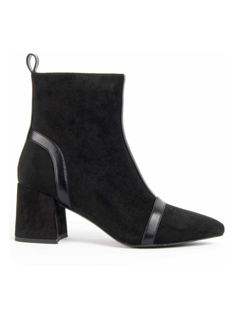 Bottine à Talon Matière Synthétique Et Textile Montevita Noir - Kiabi