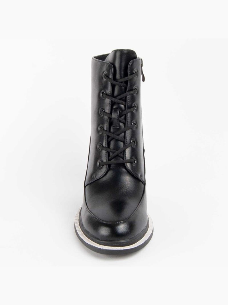 Bottine à Talon Matière Synthétique Et Textile Montevita Noir - Kiabi