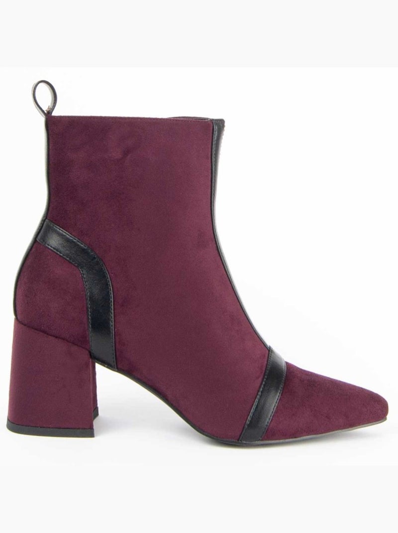 Bottine à Talon Matière Synthétique Et Textile Montevita Rouge - Kiabi