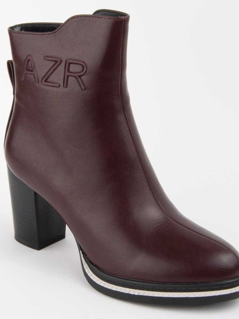 Bottine à Talon Matière Synthétique Et Textile Montevita Rouge - Kiabi