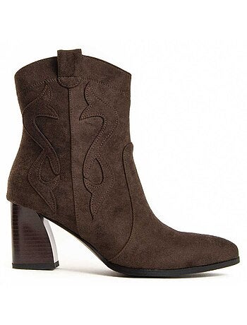 Bottine à Talon Matière Synthétique Et Textile Montevita